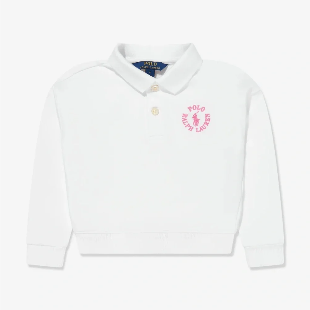 Kids! NWOT Ralph Lauren WHITE Sweatshirt with Pink Logo